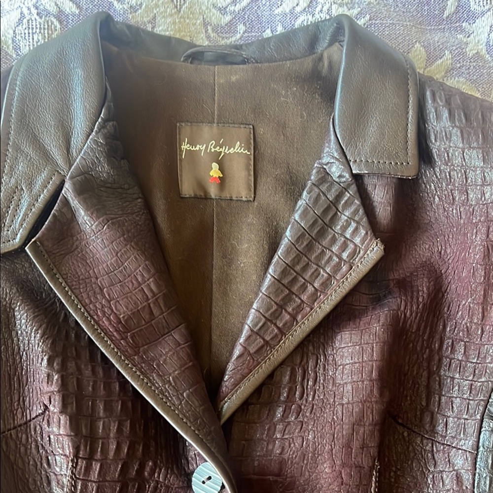 Henry beguelin burgundy/Brown Leather Jacket size 40 - Picture 3 of 7
